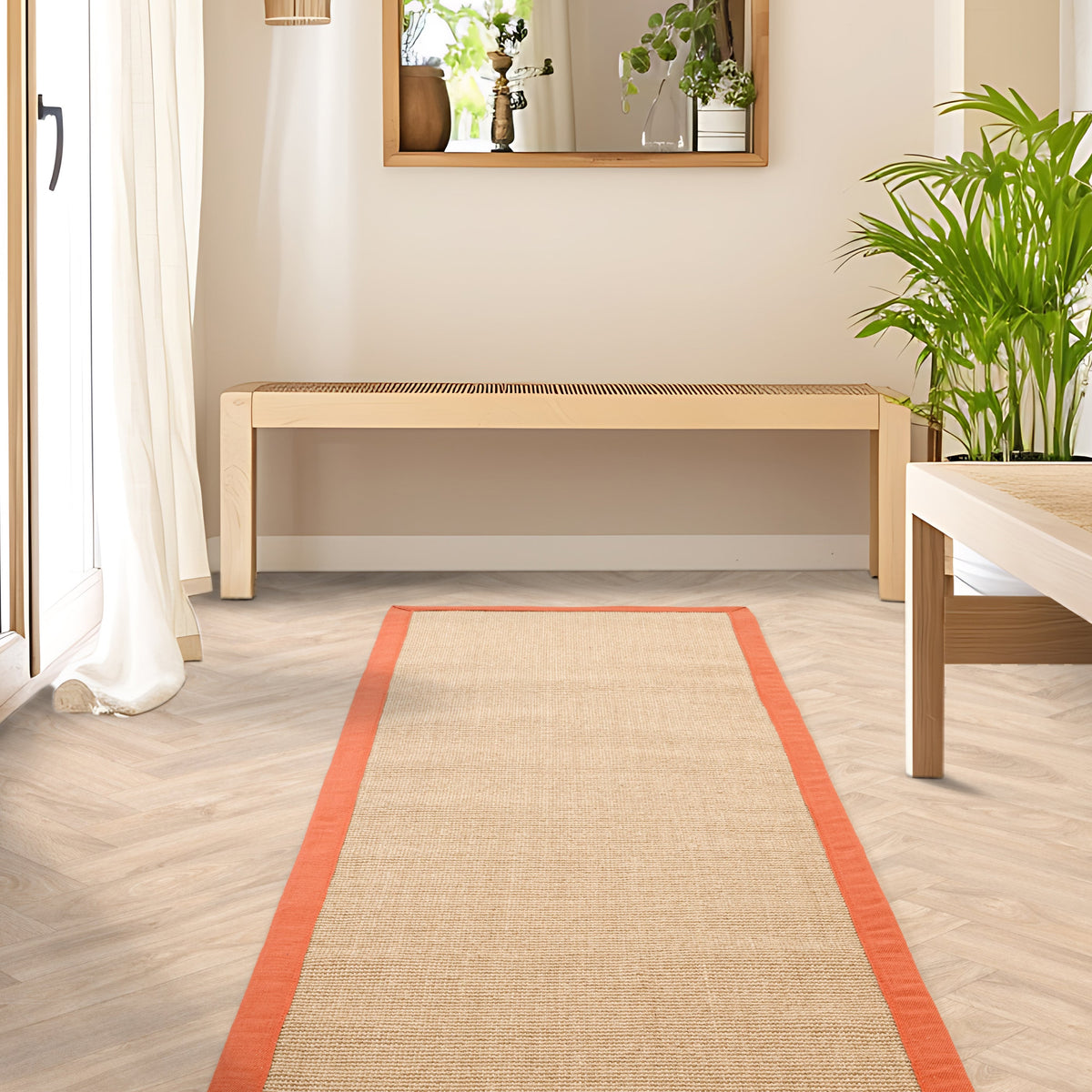 Laagpolig vloerkleed Easy Living Sisal Linen Orange – leveranciersfoto
