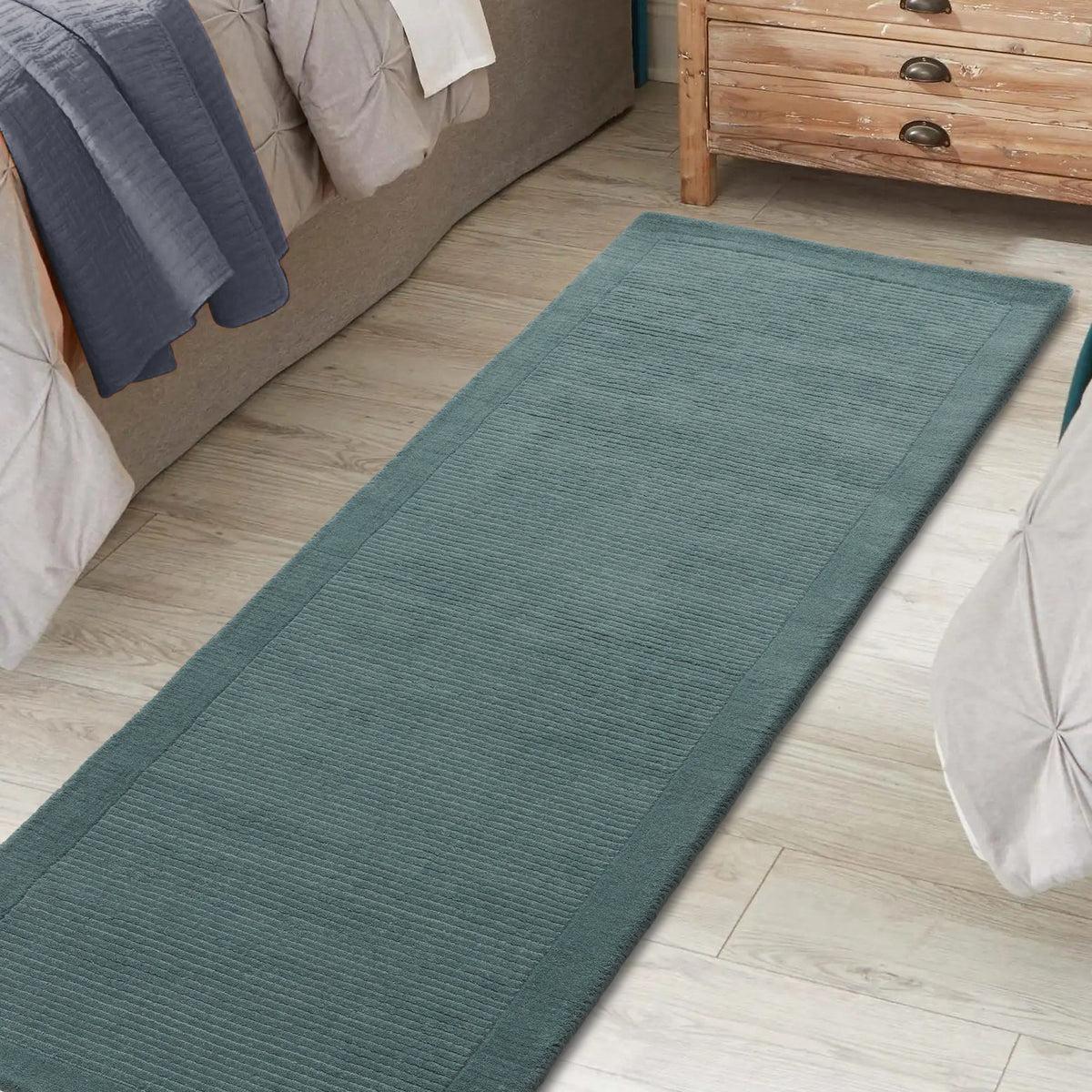 Laagpolig vloerkleed Easy Living York Runner Teal – leveranciersfoto