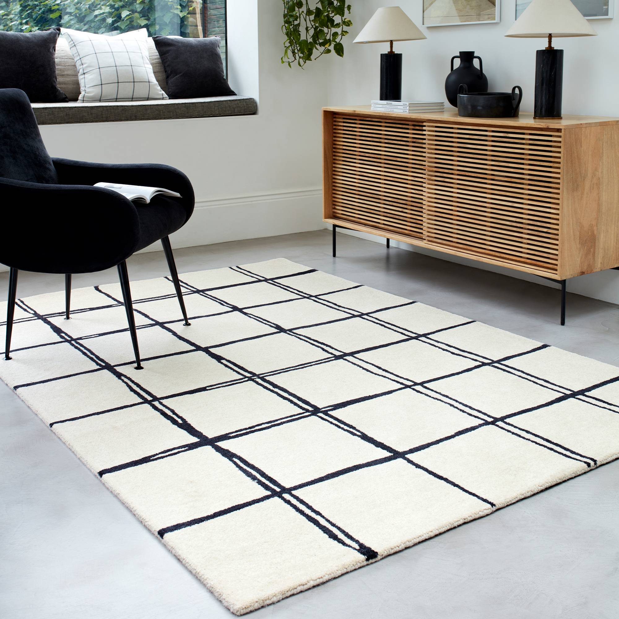 Vloerkleed Albany Grid Monochrome