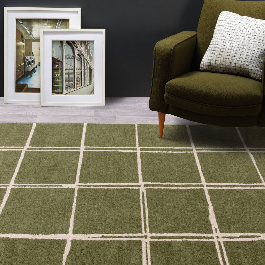 Vloerkleed Albany Grid Olive