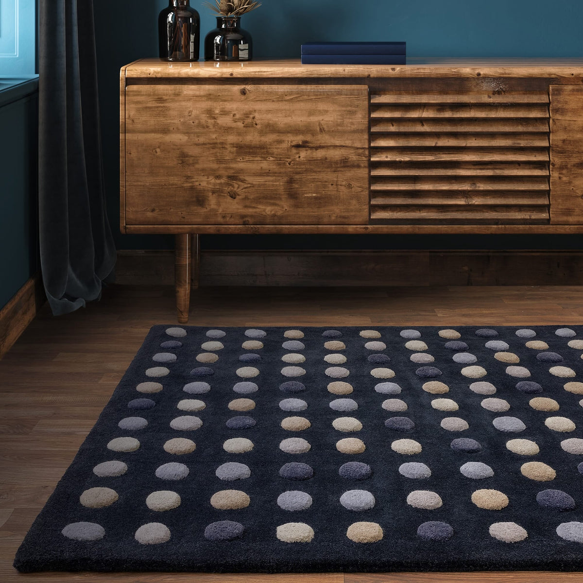Vloerkleed Rugestiq Dotty donkerblauw – foto 2