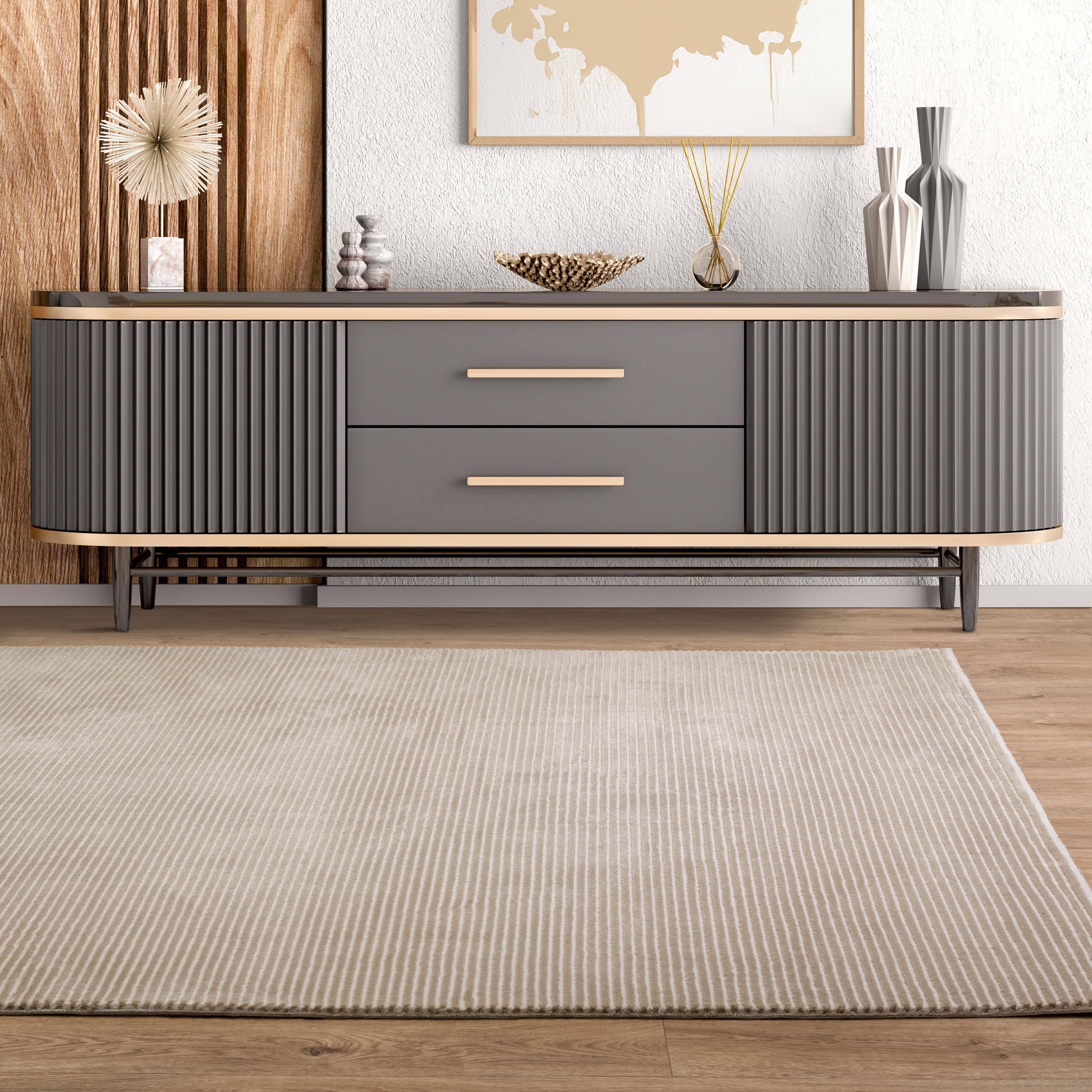 Vloerkleed Kuza Plain Stripe Beige
