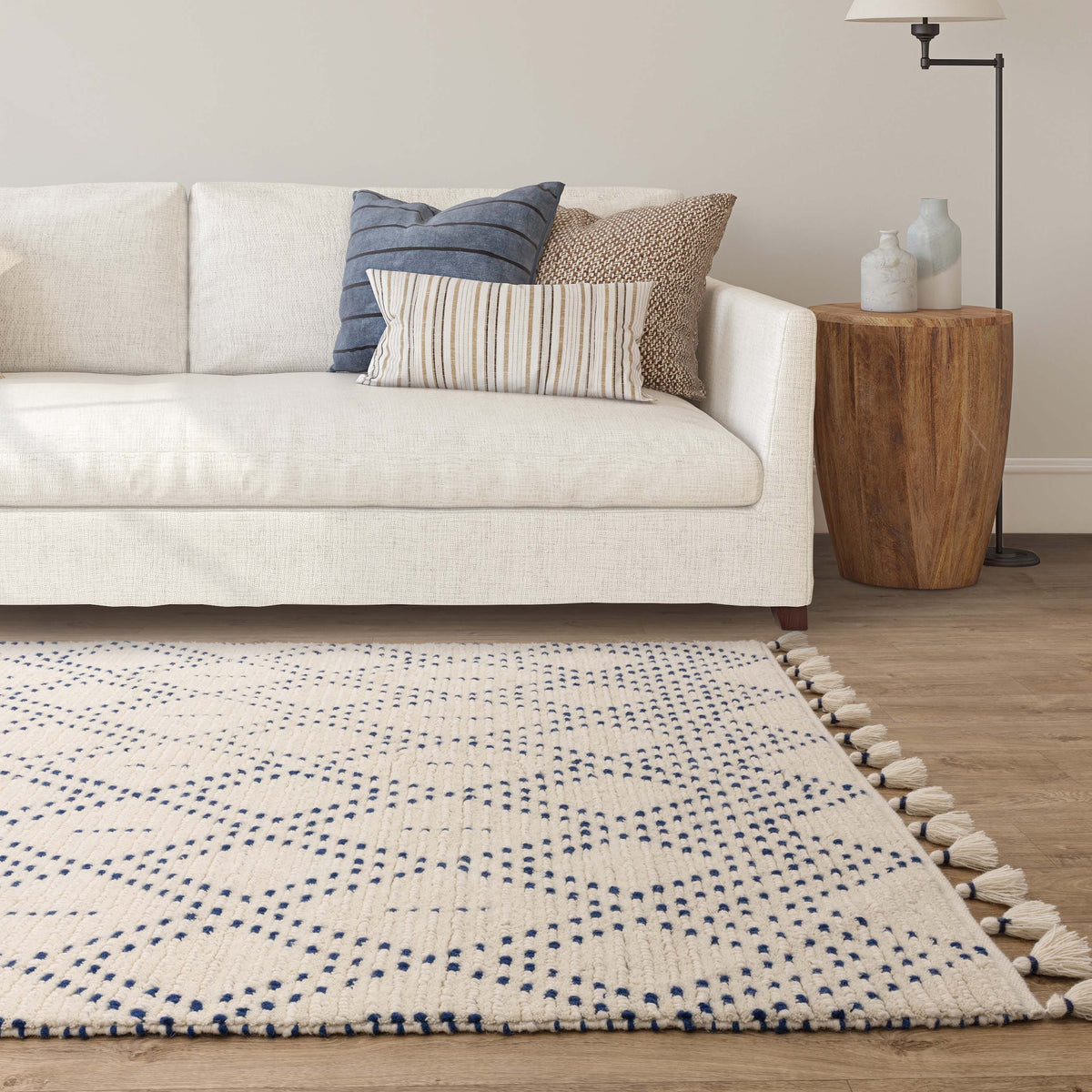 Vloerkleed Rugestiq Nepal crème blauw ruit – foto 2