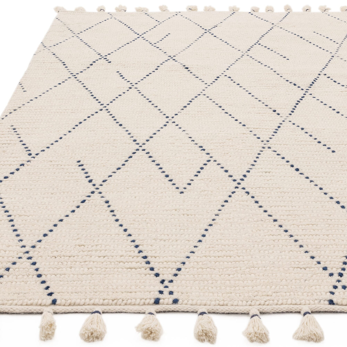 Vloerkleed Rugestiq Nepal crème blauw ruit – foto 3