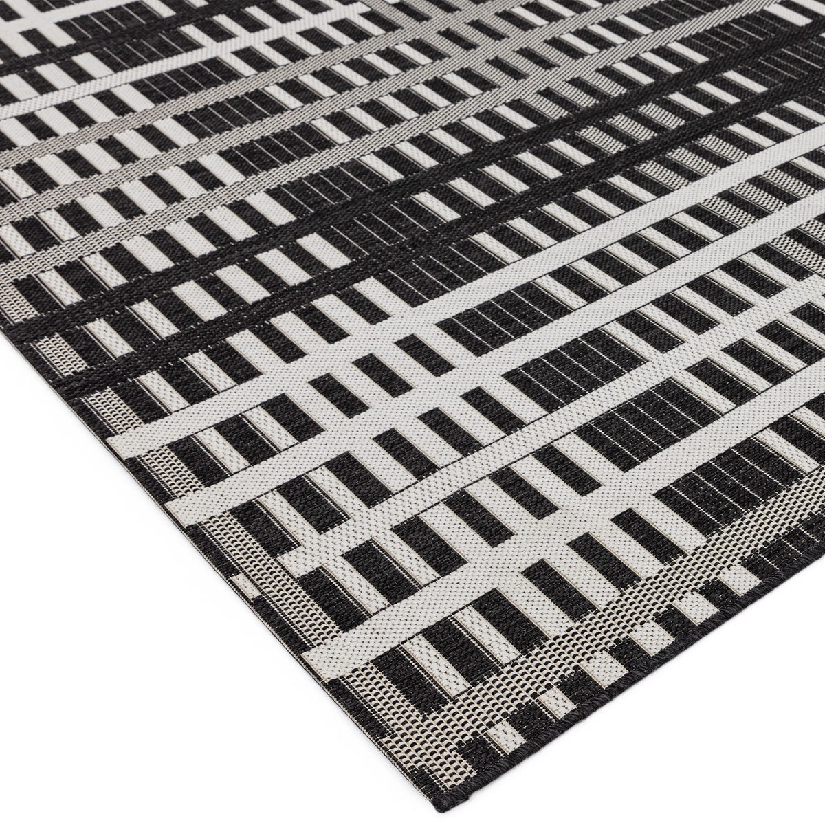 Vloerkleed Rugestiq Patio zwart raster voor binnen en buiten PAT22 – foto 4