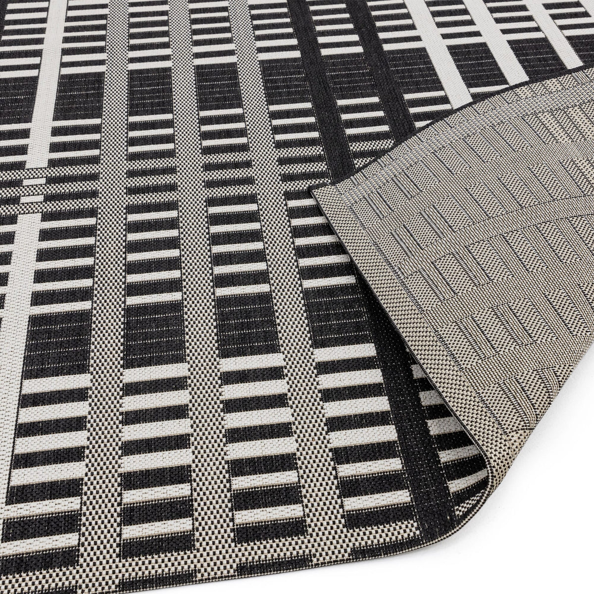 Vloerkleed Rugestiq Patio zwart raster voor binnen en buiten PAT22 – foto 5