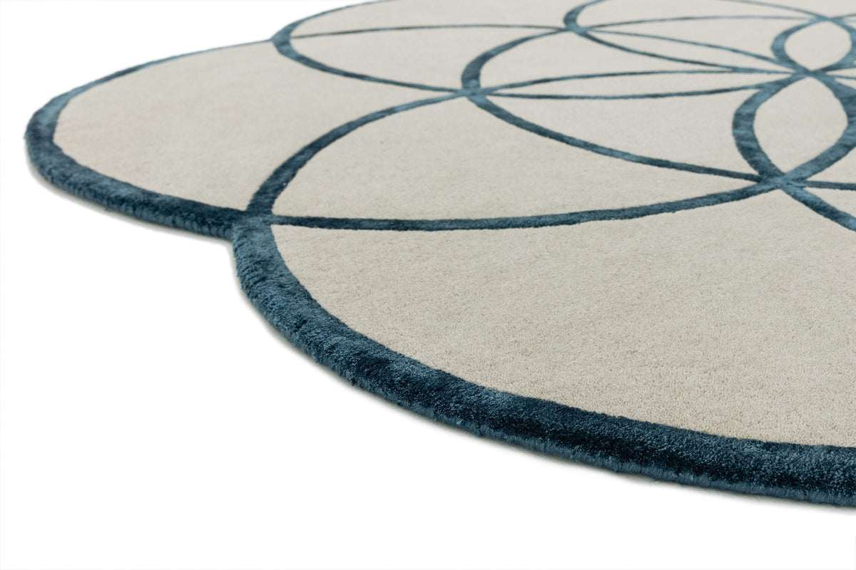 Rond vloerkleed Easy Living Lotus Rug Blue