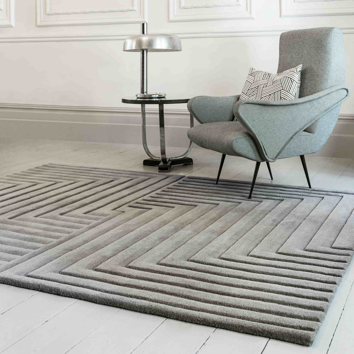 Laagpolig vloerkleed Easy Living Form Rug Silver