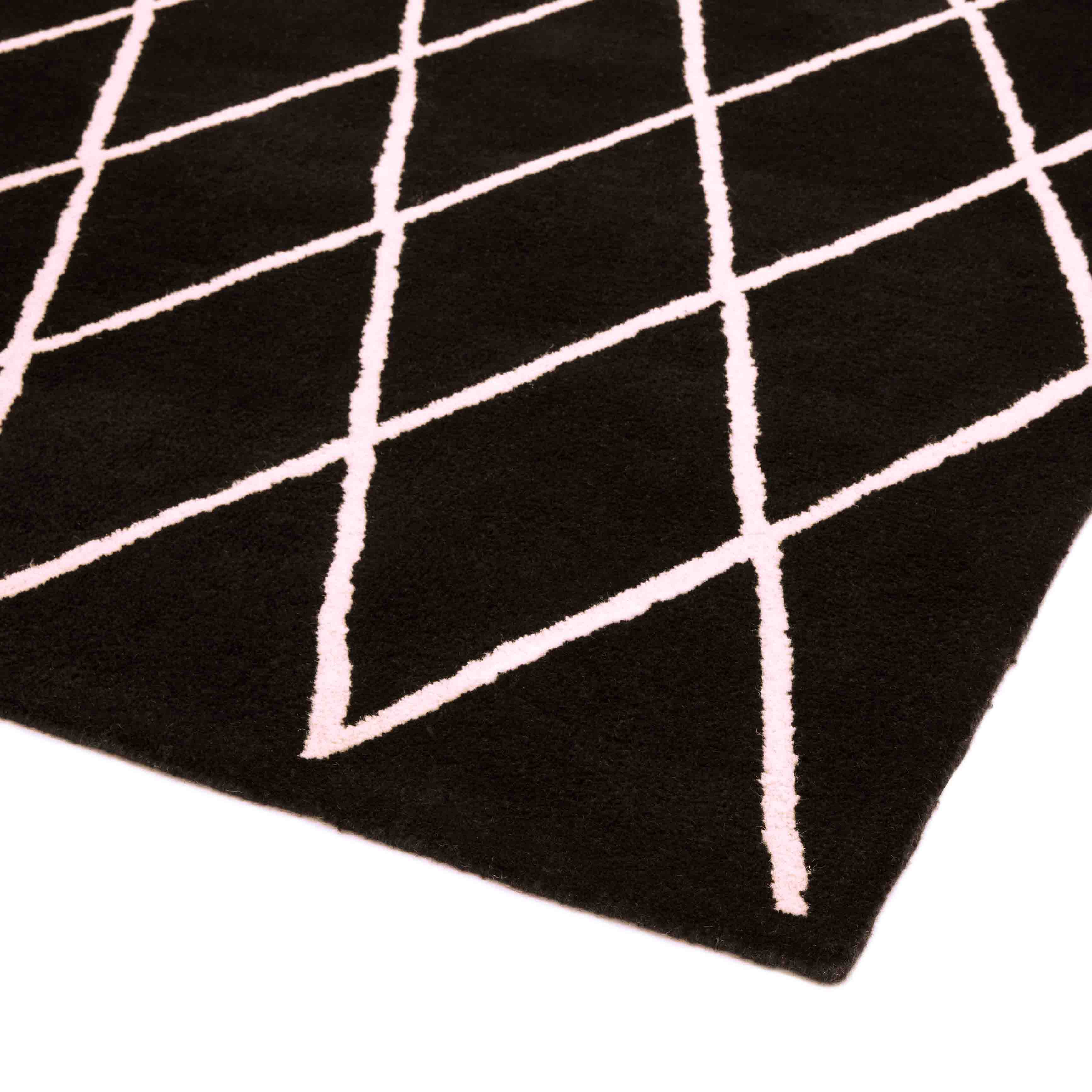 Laagpolig vloerkleed Easy Living Albany Diamond Black