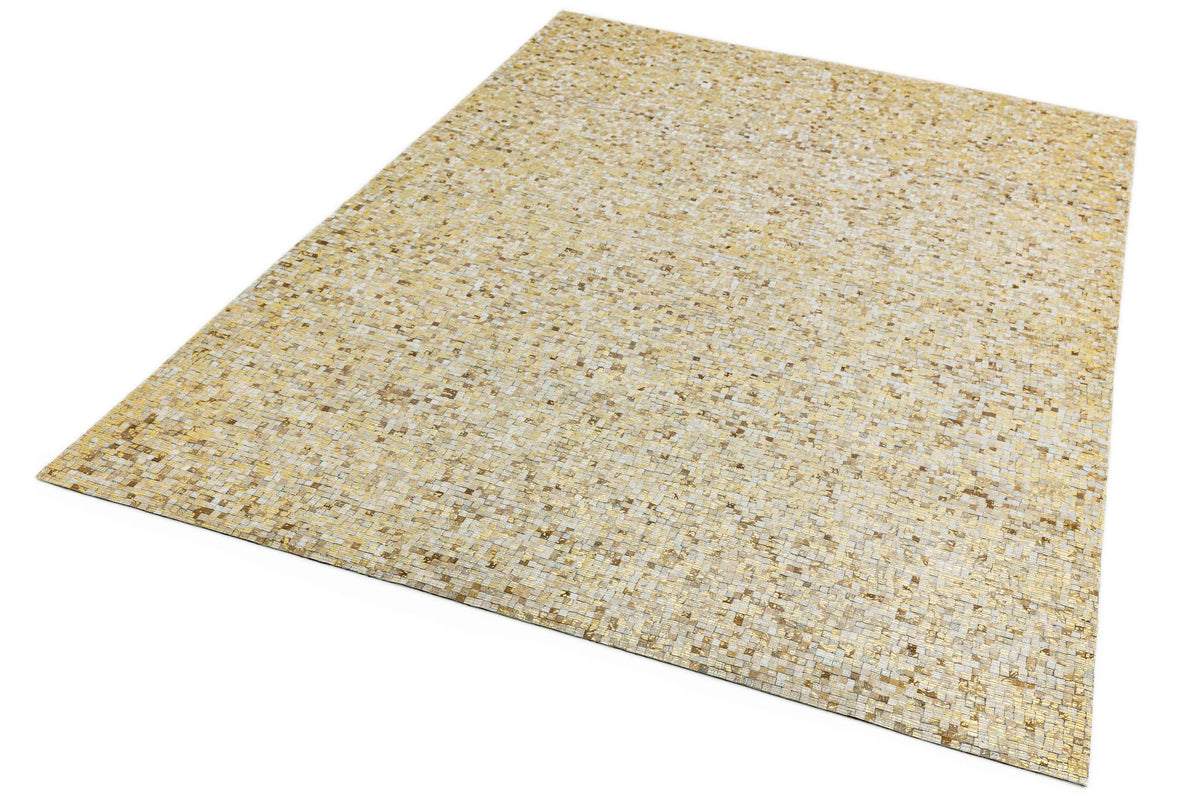 Laagpolig vloerkleed Easy Living Elona Mosaic Cowhide Gold