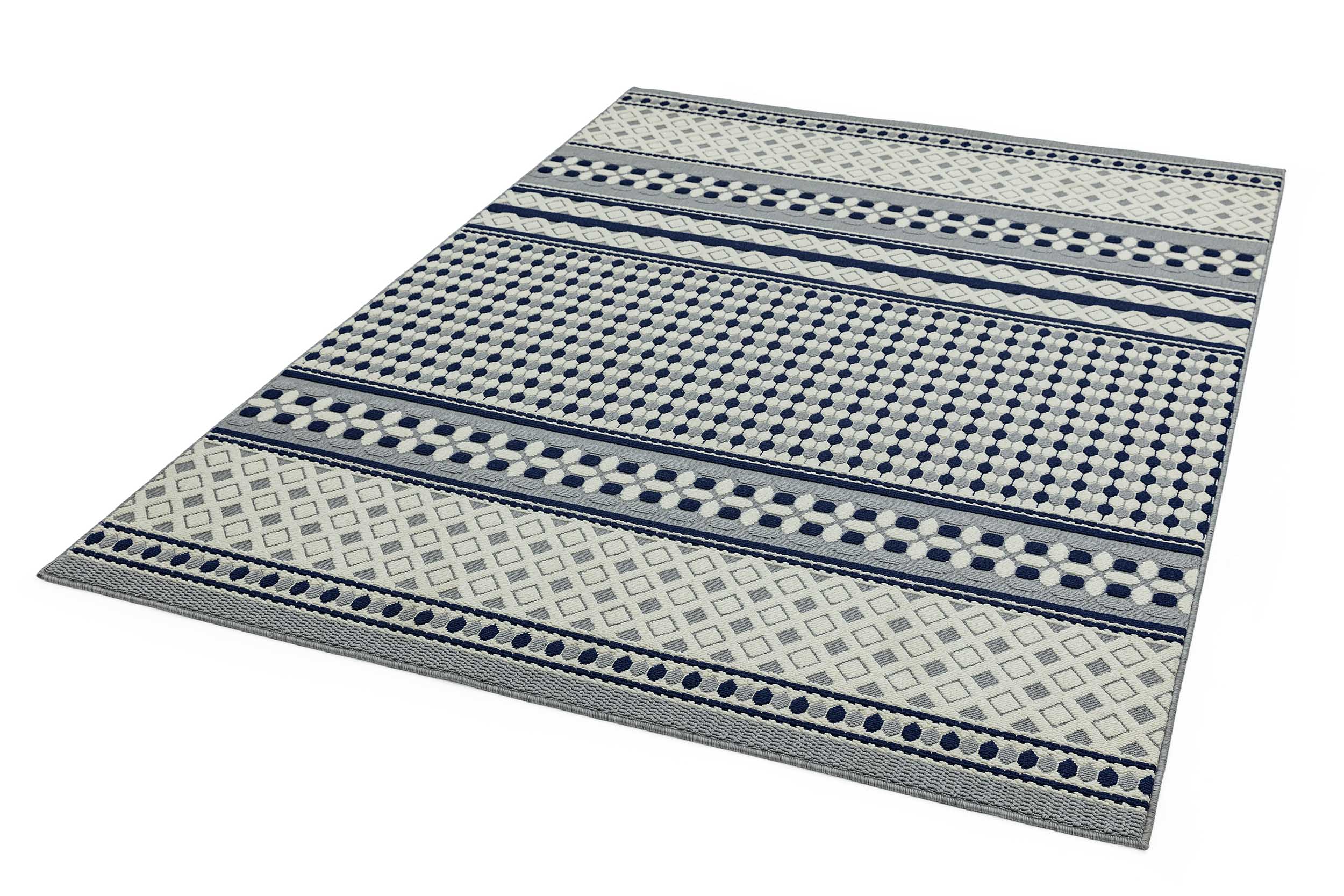 Vloerkleed Easy Living Antibes Blue White Geometric