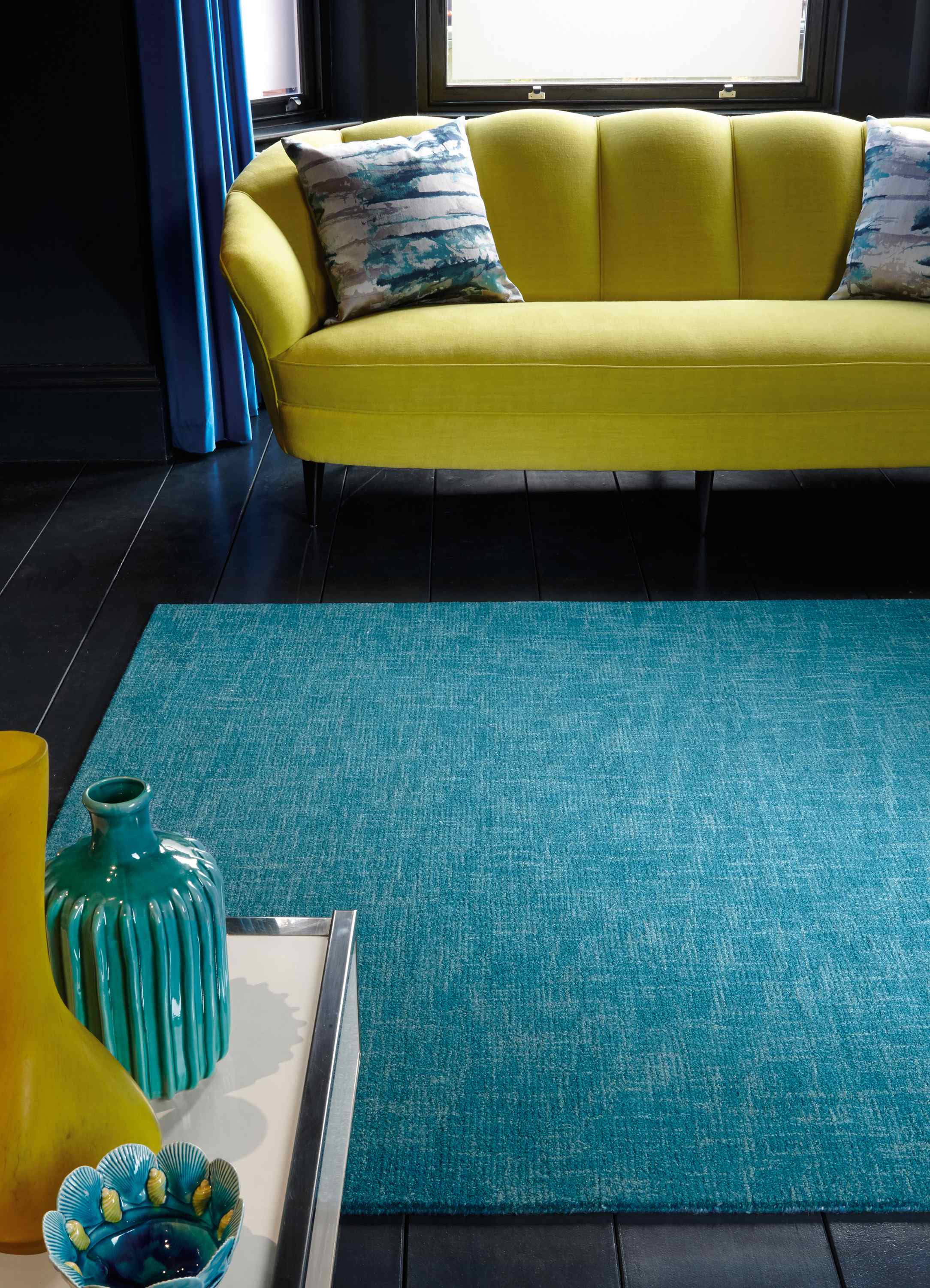 Laagpolig vloerkleed Easy Living Tweed Rug Teal