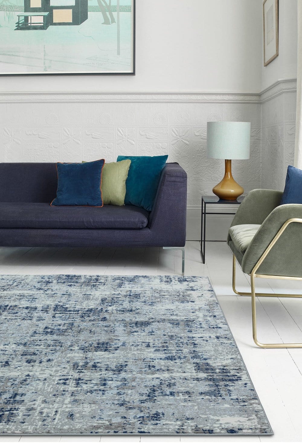 Laagpolig vloerkleed Easy Living Orion or04 Abstract Blue