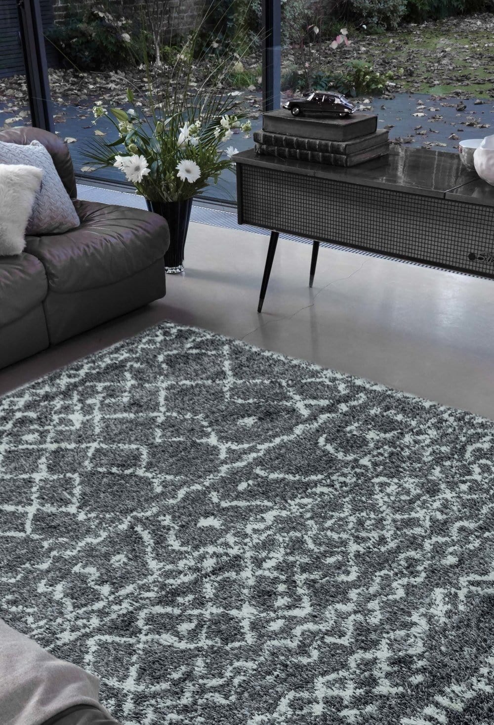 Hoogpolig vloerkleed Easy Living Alto Rug al05 Grey Cream