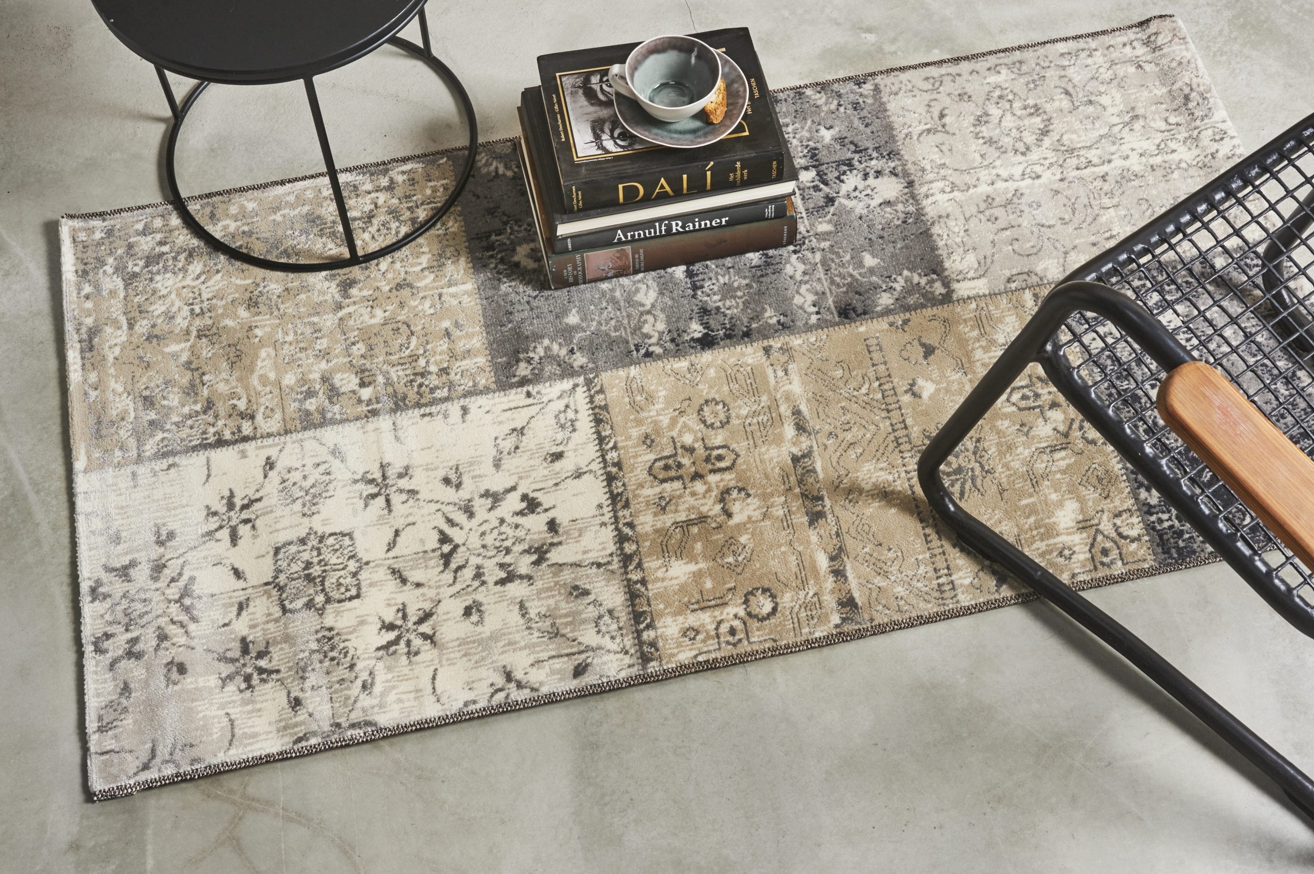 Vloerkleed Lifa Living Vintage Patch Dark Grey