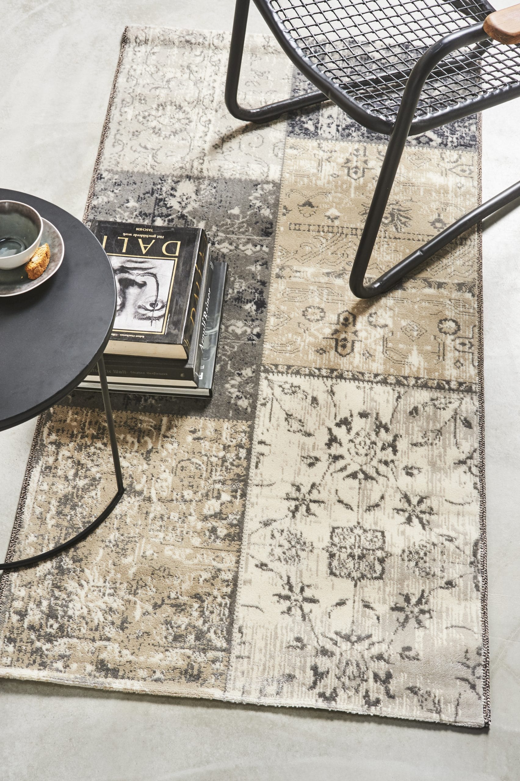Vloerkleed Lifa Living Vintage Patch Dark Grey
