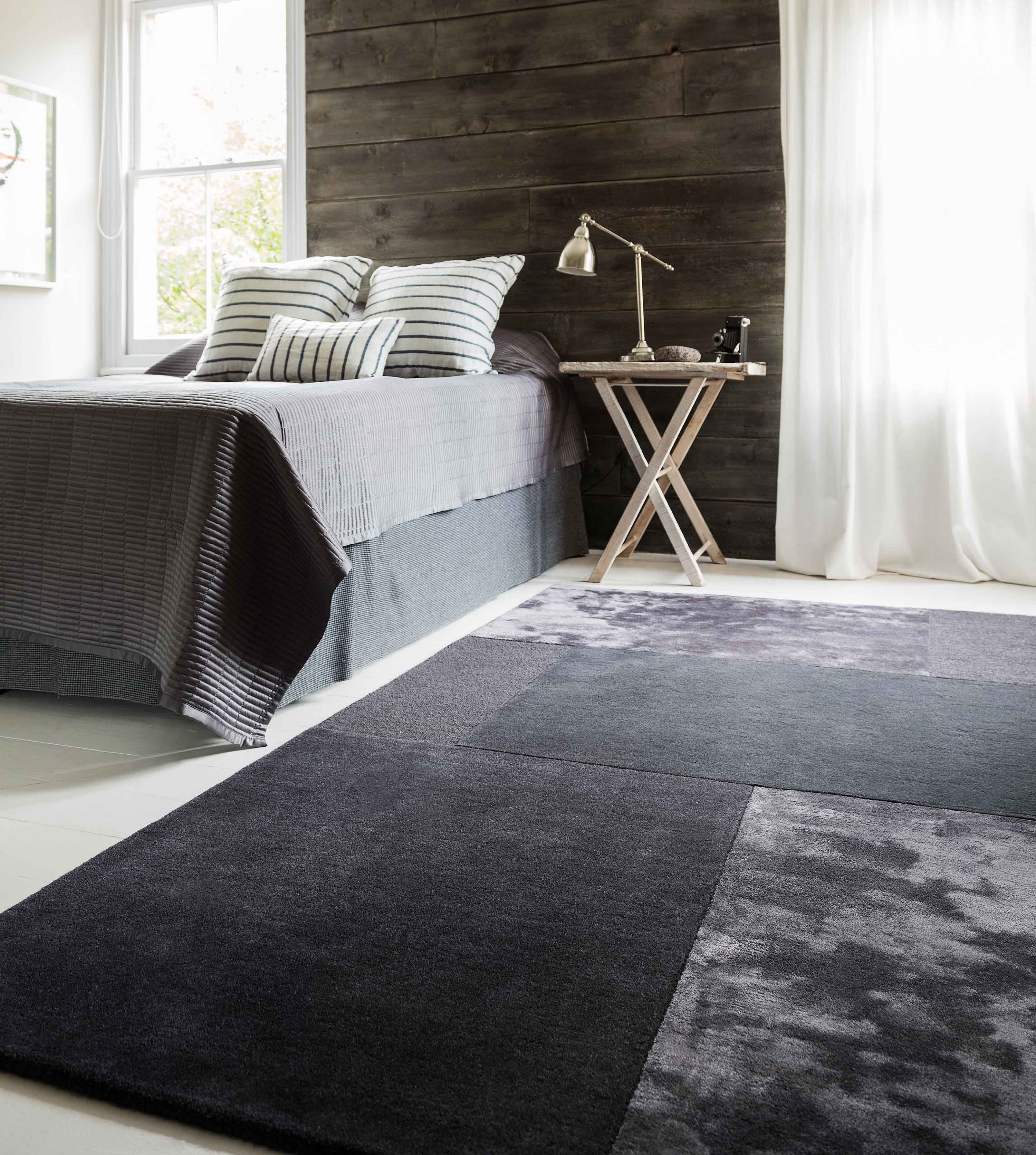 Laagpolig vloerkleed Easy Living Tate Tonal Textures Rug Charcoal