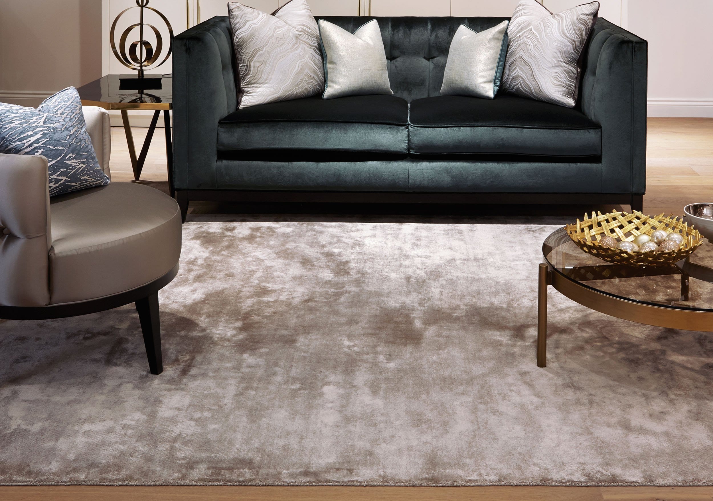 Laagpolig vloerkleed Katherine Carnaby Chrome Latte