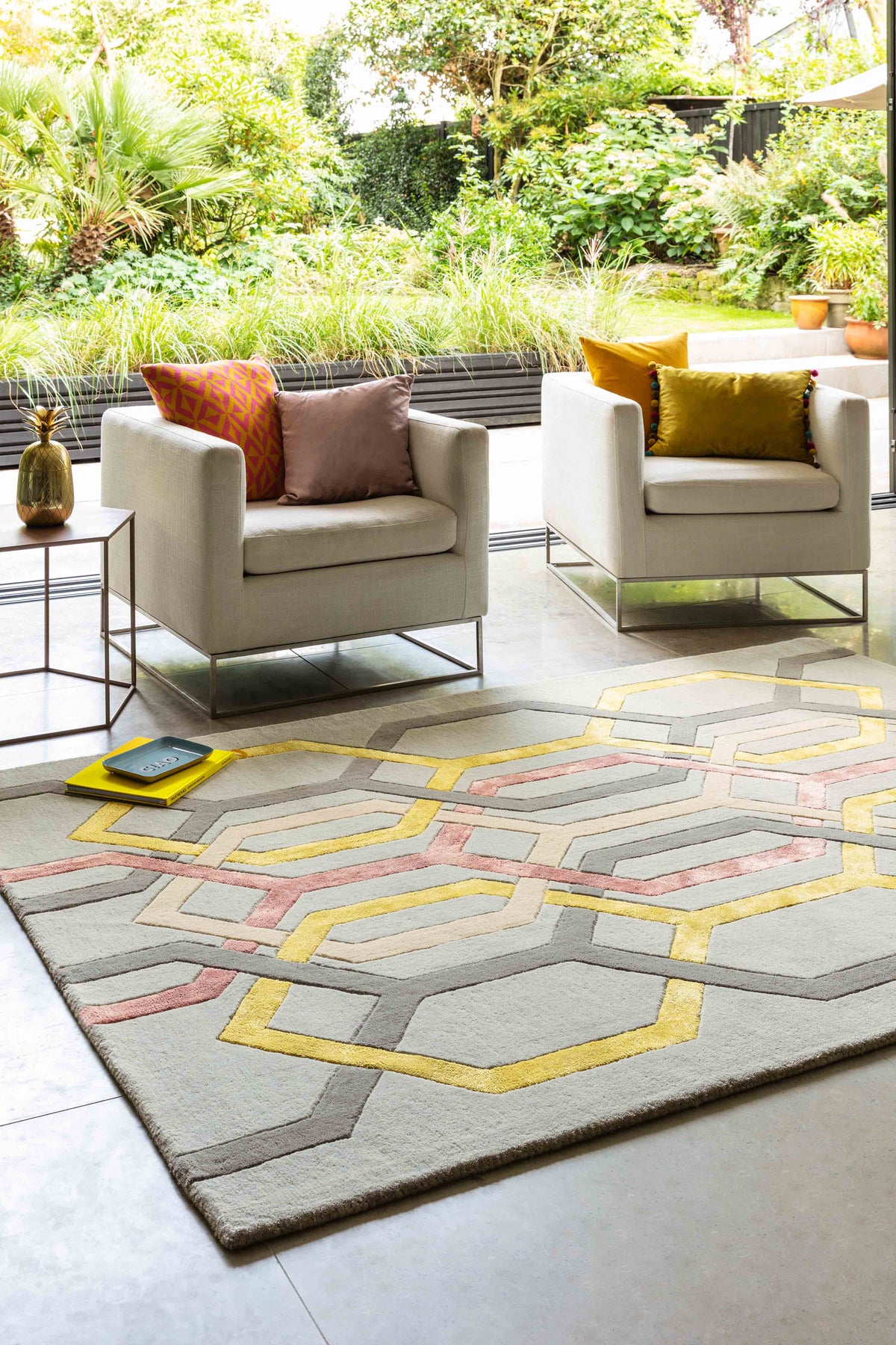 Laagpolig vloerkleed Easy Living Matrix Hexagon Silver