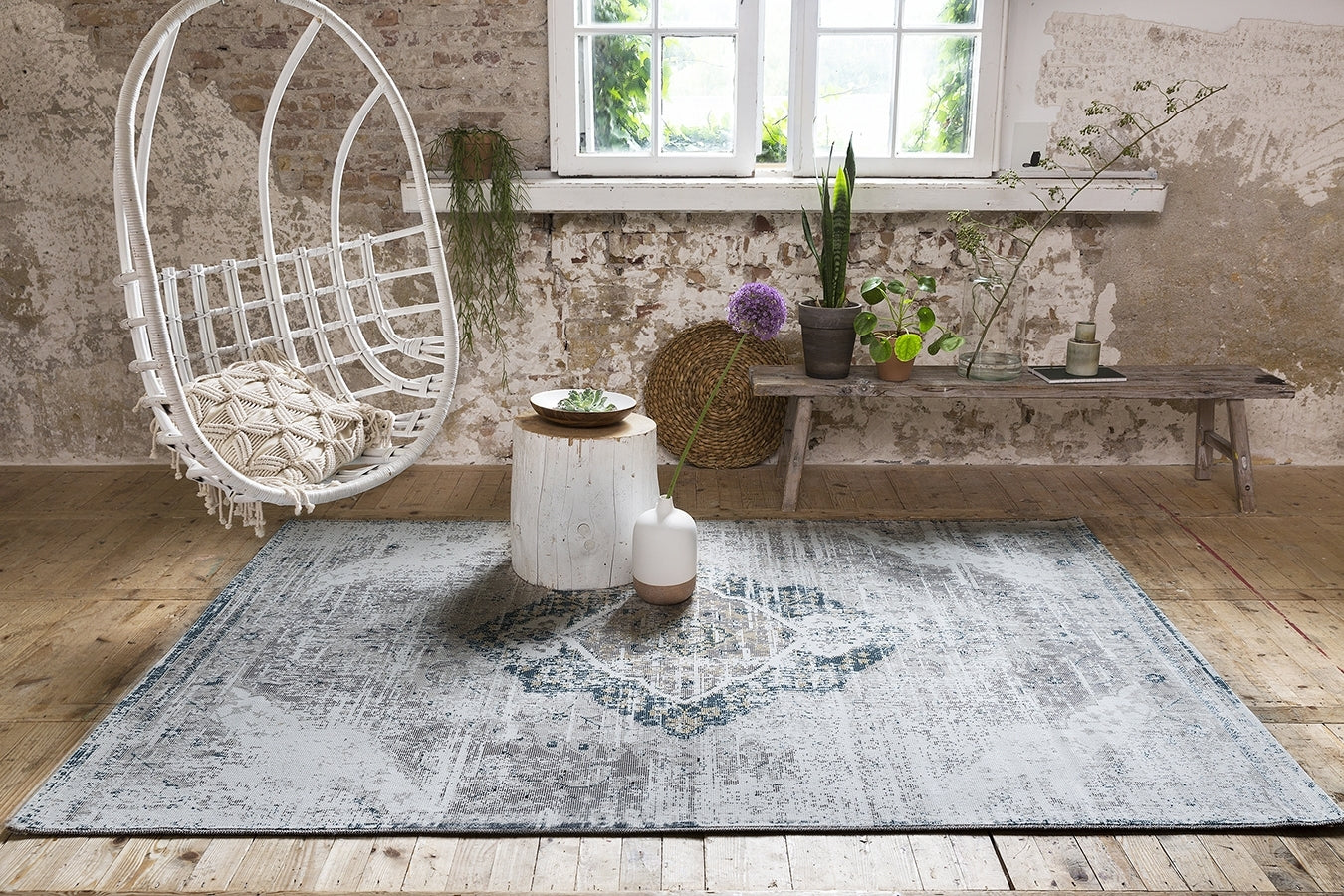 vloerkleed Lifa Living Aqua Rosa - Grijs/Crème