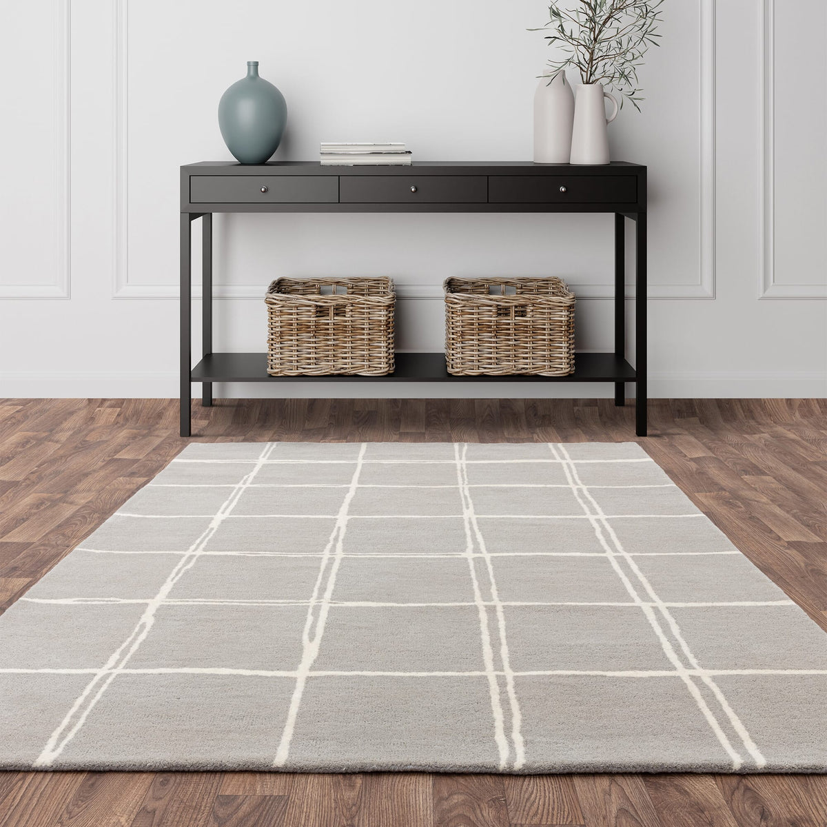 Vloerkleed Rugestiq Albany raster grijs – foto 2