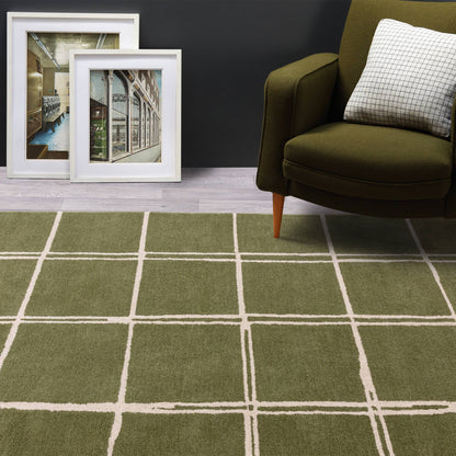 Vloerkleed Albany Grid Olive