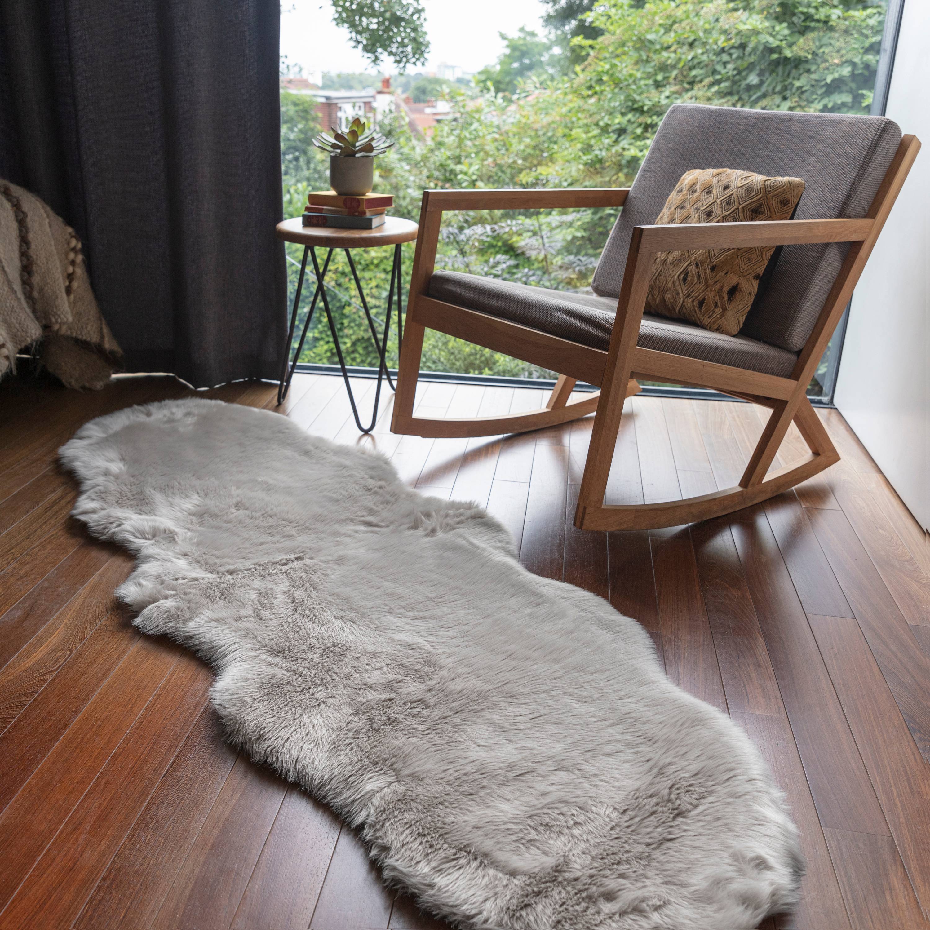 Vloerkleed Luxury Faux Sheepskin Silver