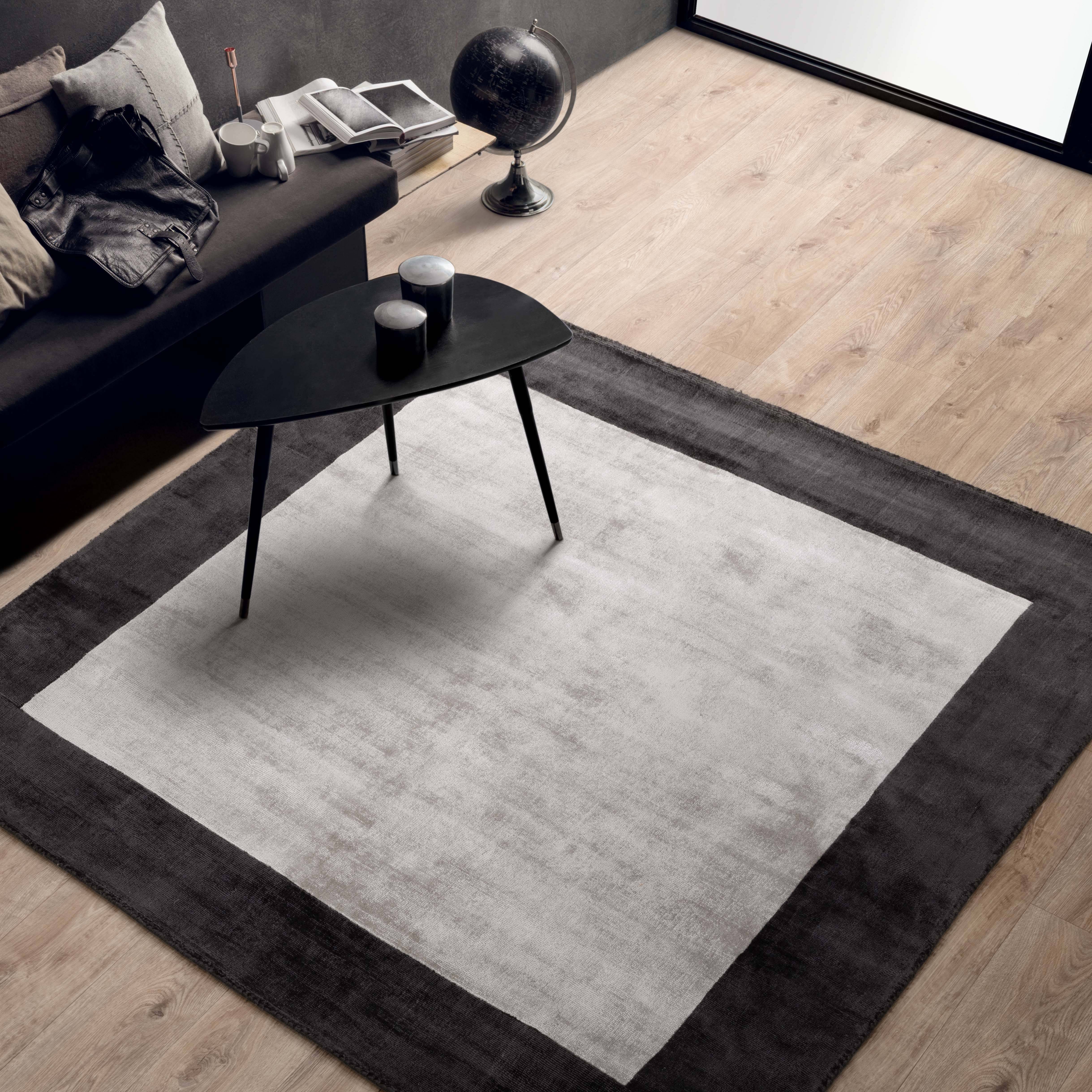 Vloerkleed Blade Border Charcoal Silver 04