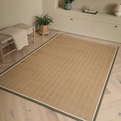 Vloerkleed Rugestiq Bordo visgraat Khaki crème – foto 2