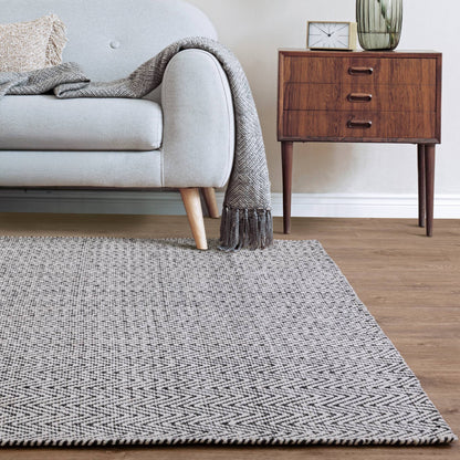 Vloerkleed Ives Runner Black White