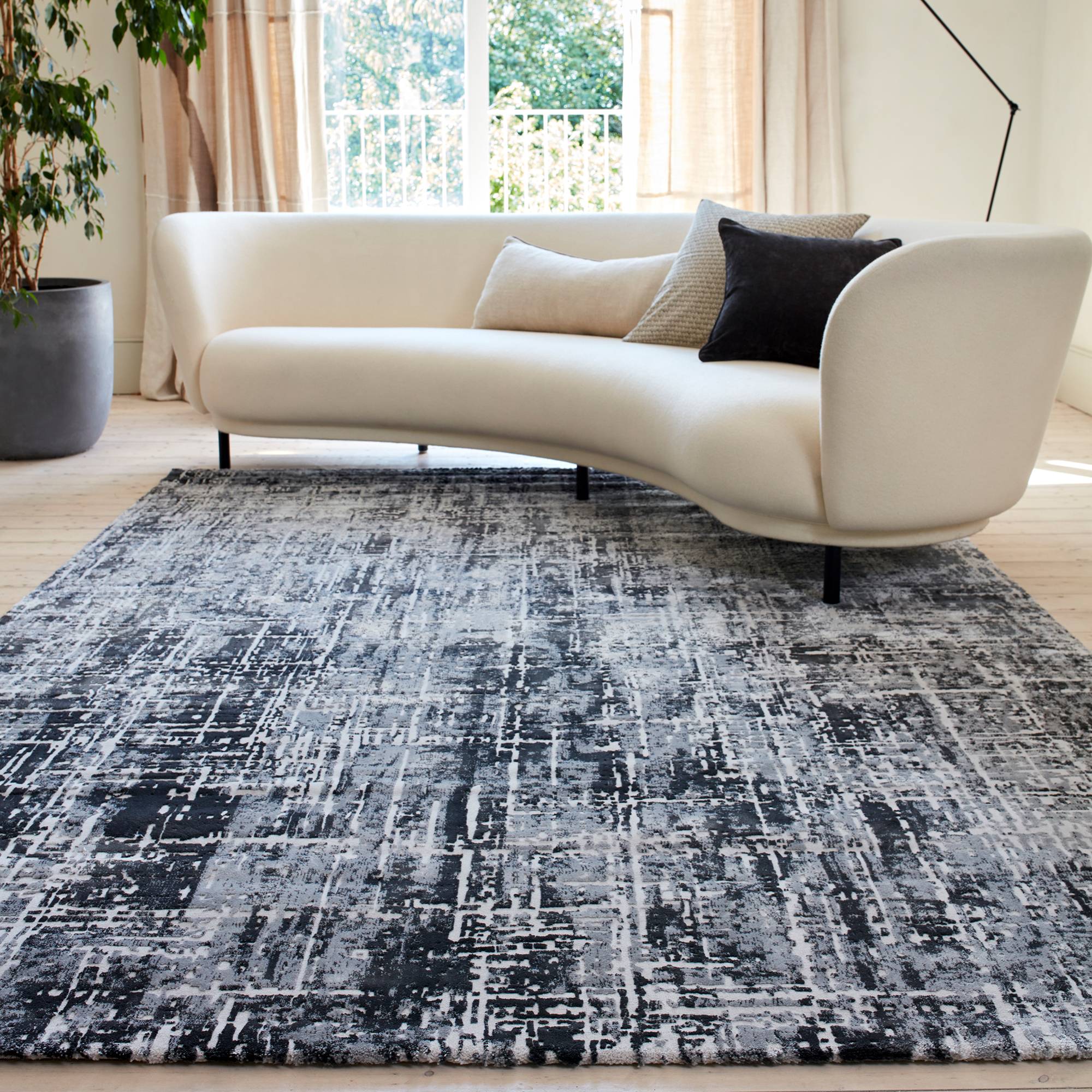Vloerkleed Kuza Abstract Black