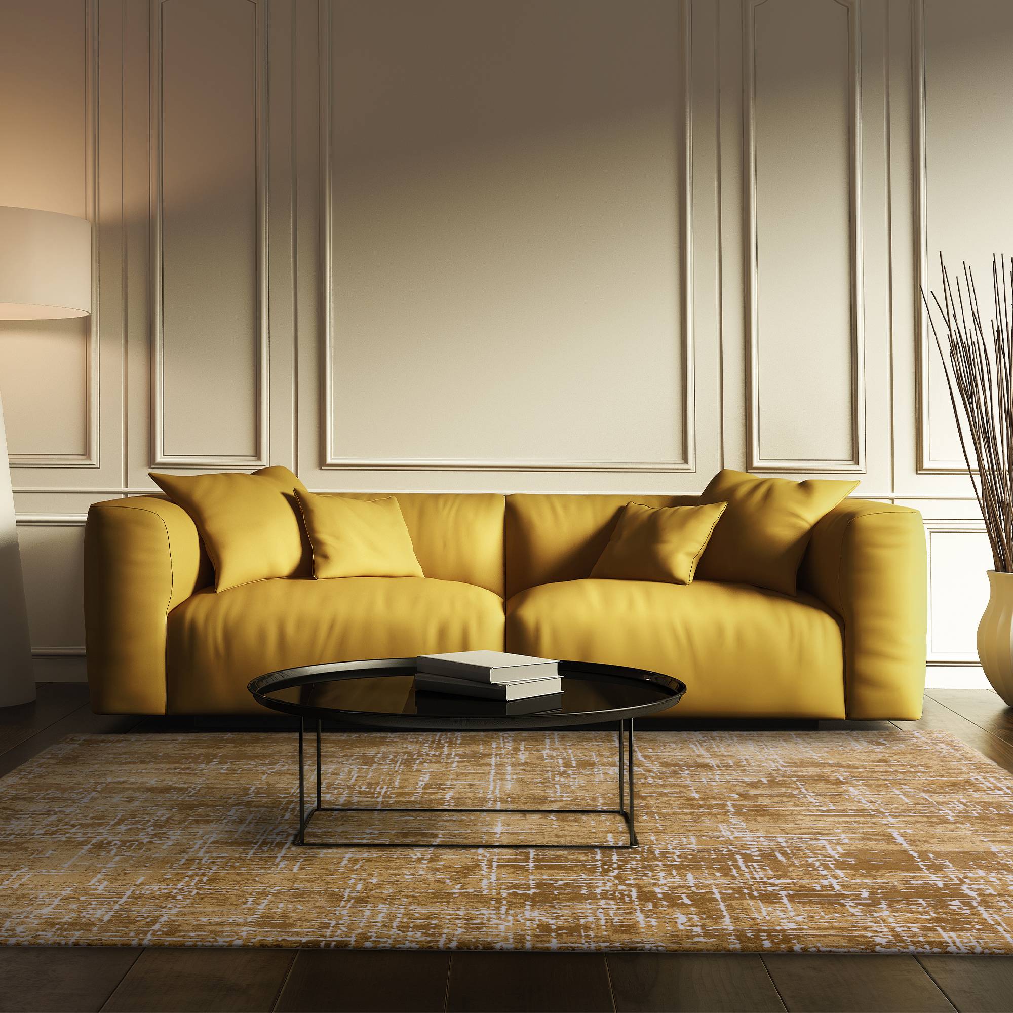 Vloerkleed Kuza Abstract Gold