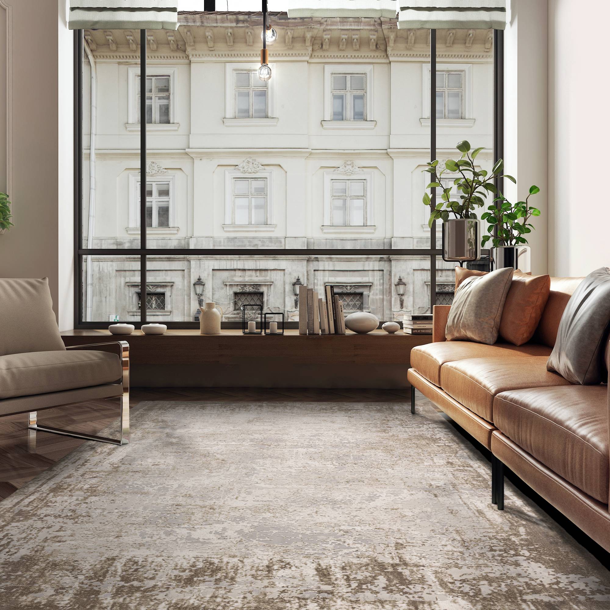 Vloerkleed Kuza Border Beige