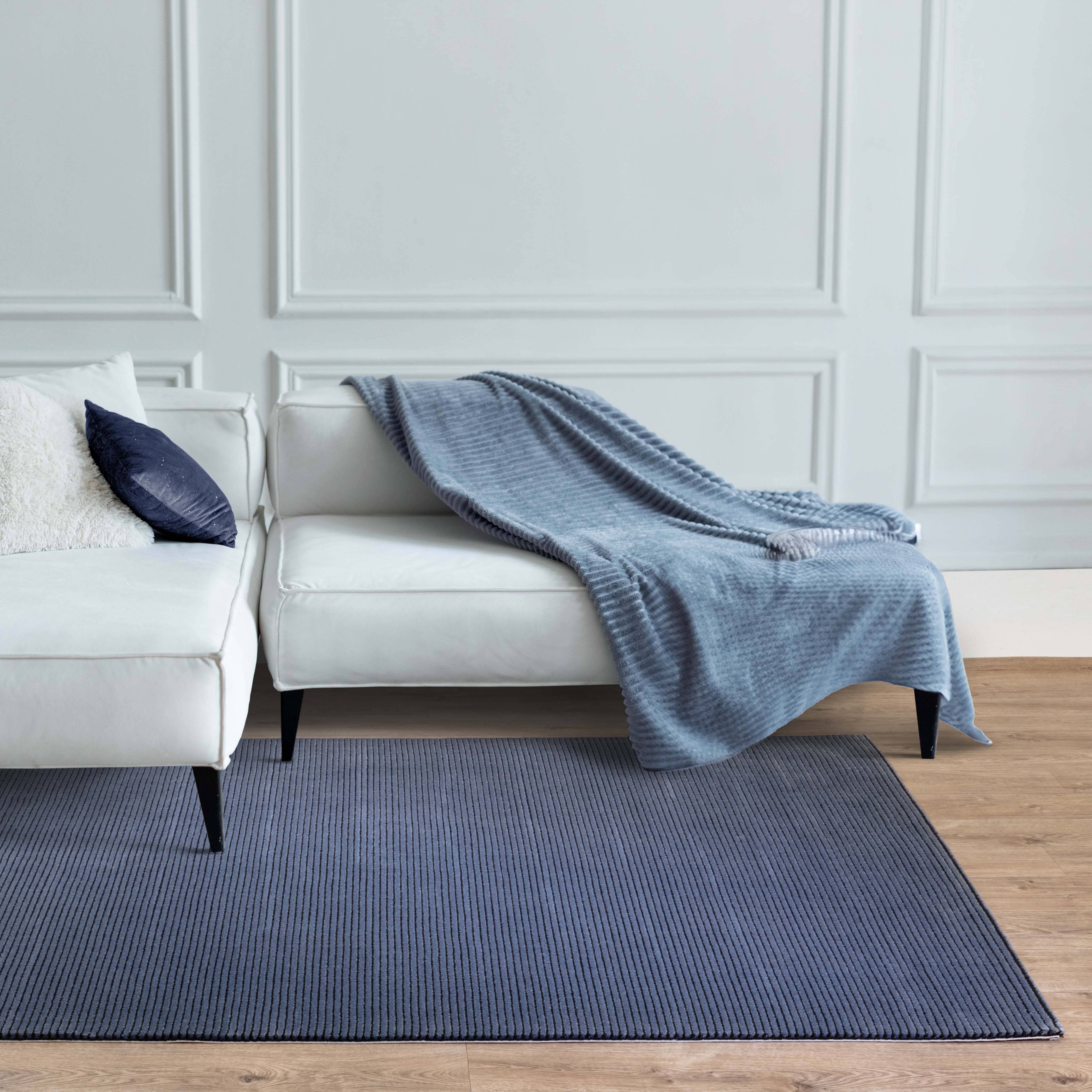 Vloerkleed Kuza Plain Stripe Navy