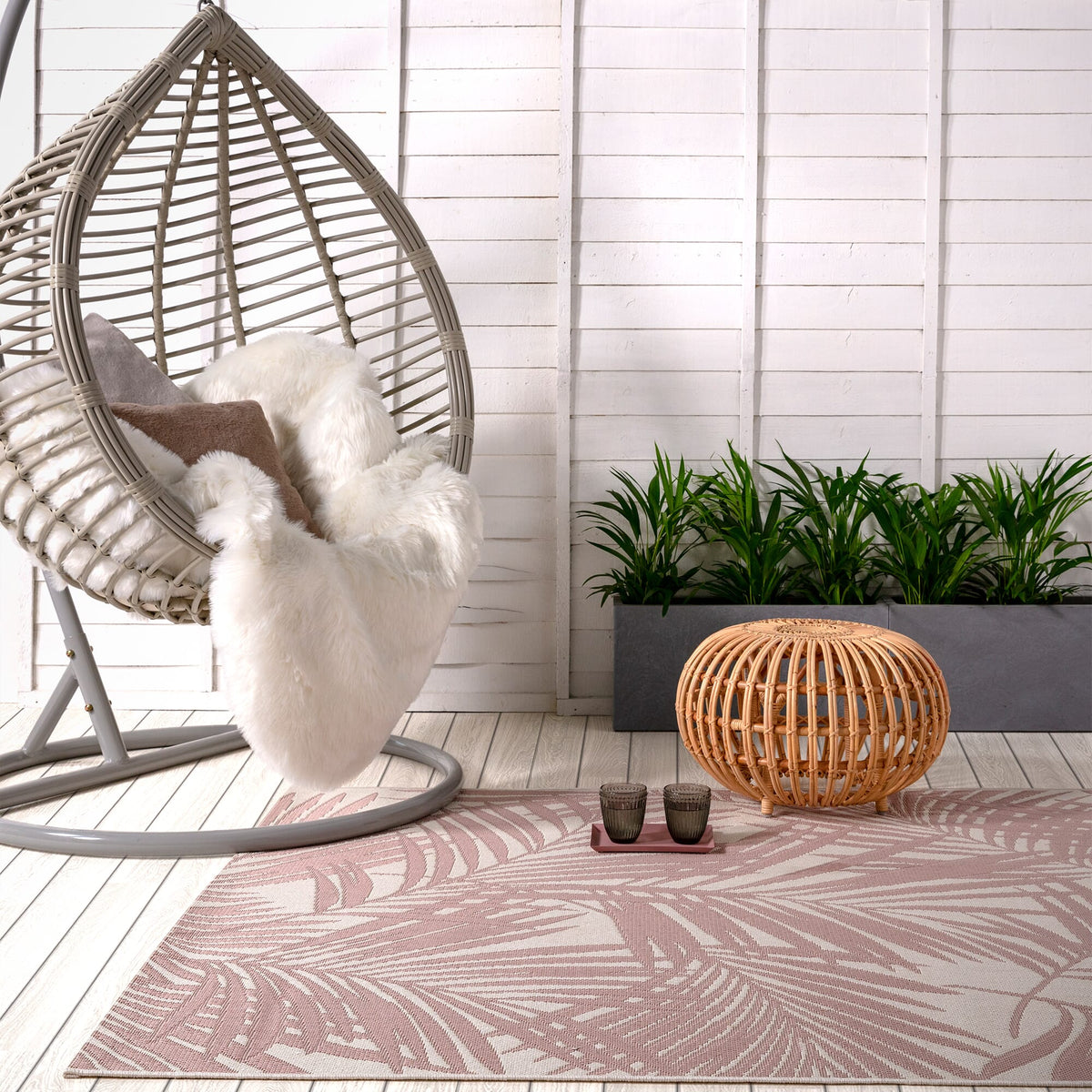 Vloerkleed Rugestiq Patio PAT21 roze palm – foto 2