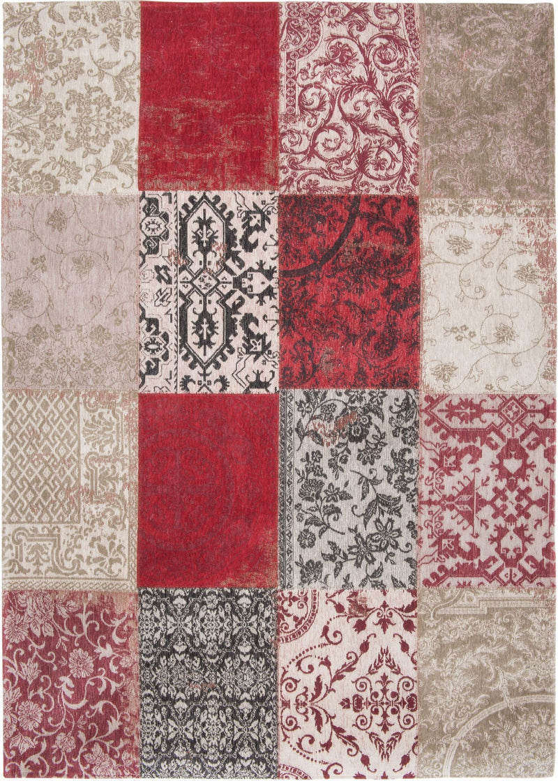 Laagpolig vloerkleed Louis de Poortere 8985 Vintage Patchwork Antwerp Red