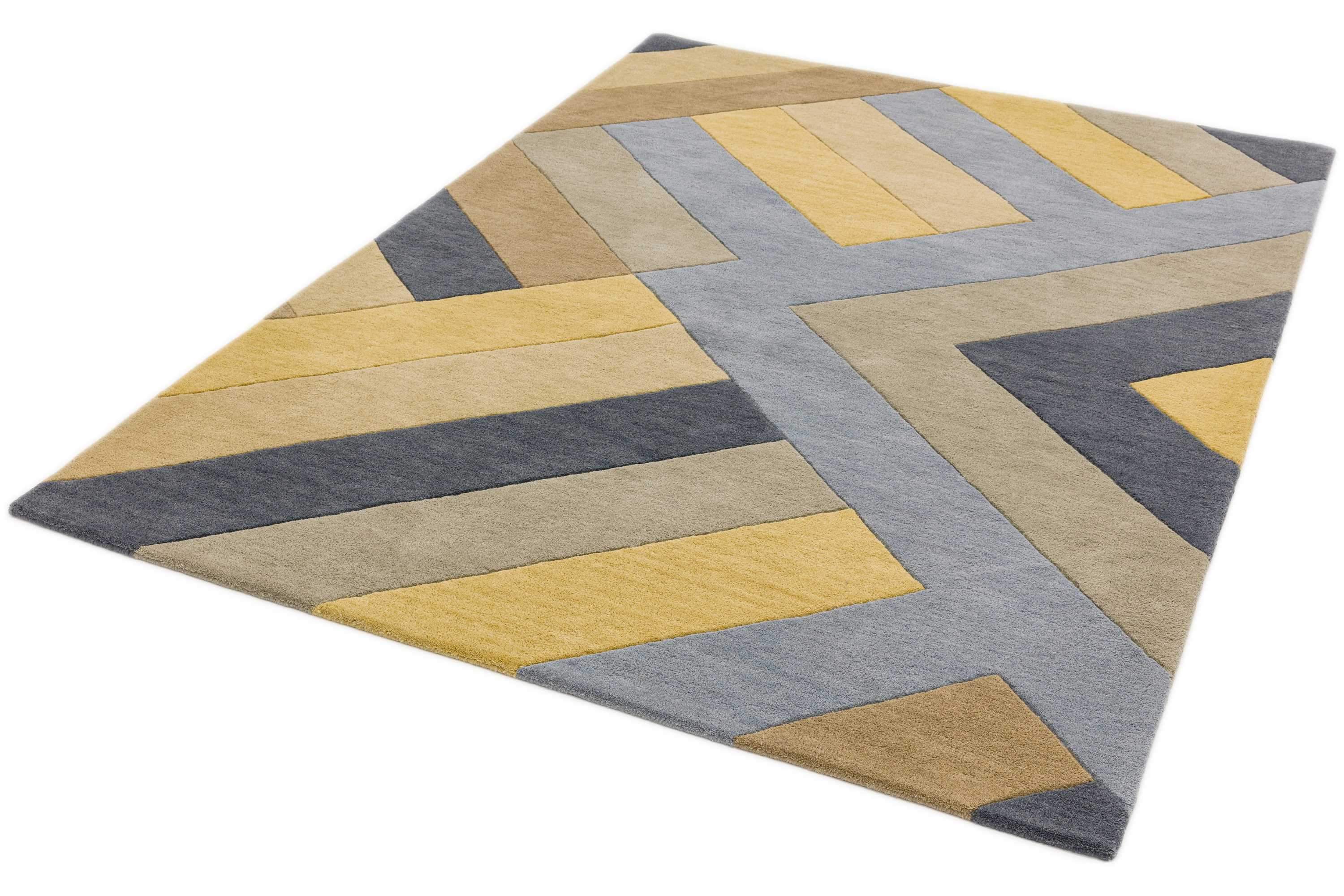 Laagpolig vloerkleed Easy Living Reef Big Zig Ochre Grey