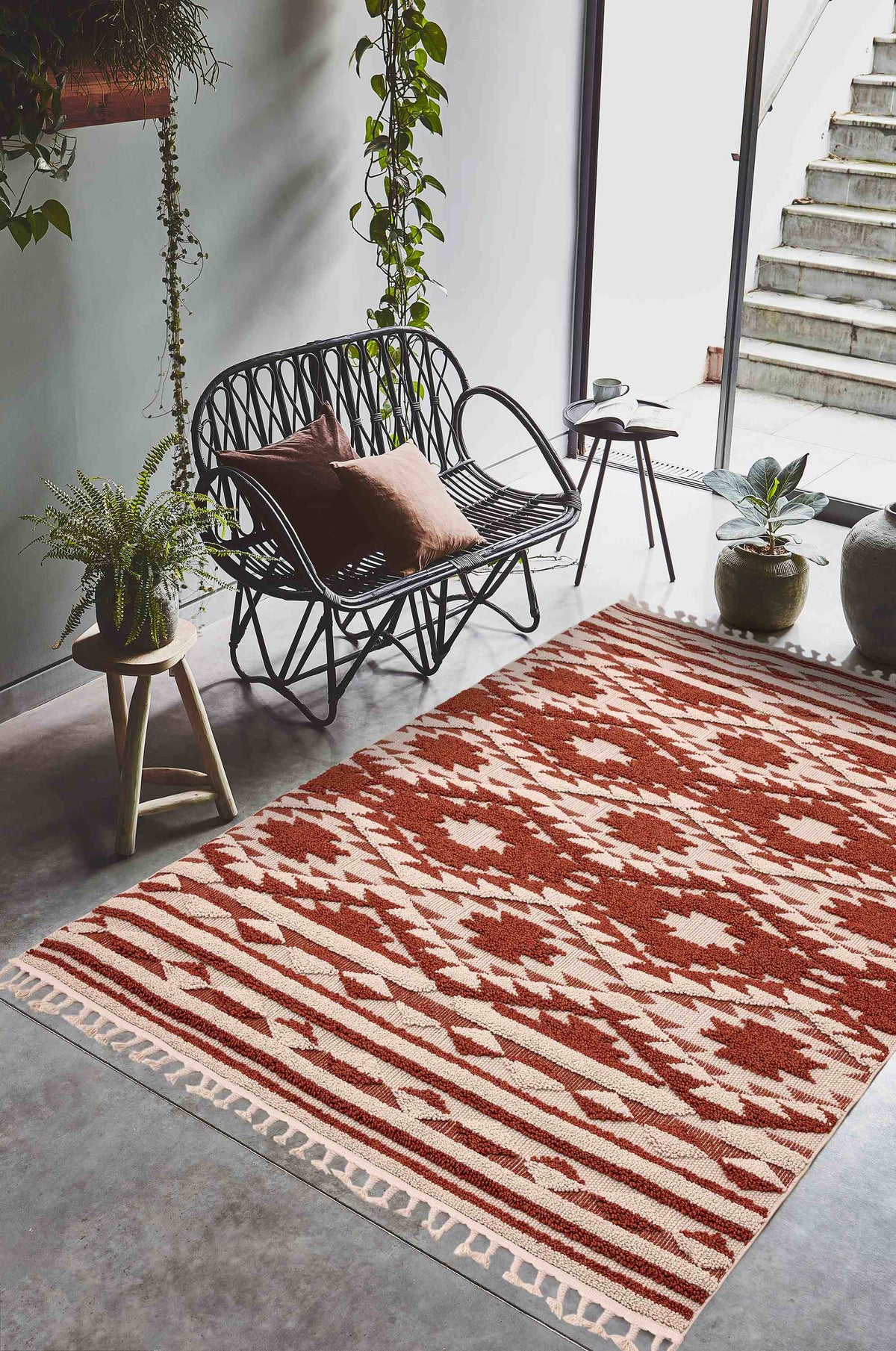 Laagpolig vloerkleed Easy Living Taza Rug Terracotta