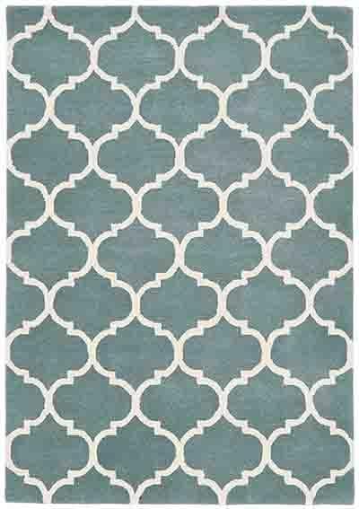 Laagpolig vloerkleed Easy Living Albany Ogee Duck Egg