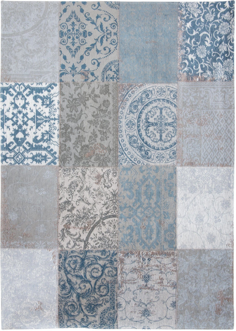 Laagpolig vloerkleed Louis de Poortere 8981 Vintage Patchwork Bruges Blue