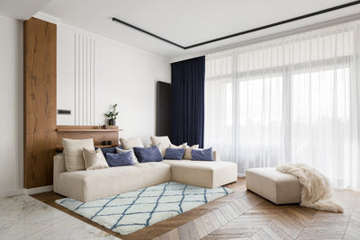 Hoogpolig vloerkleed Easy Living Alto Rug al03 Cream Blue