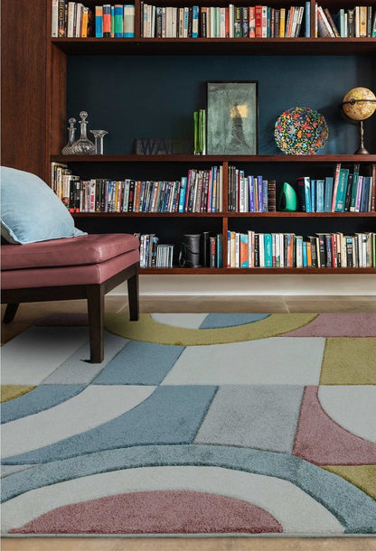 Laagpolig vloerkleed Easy Living Sketch Retro Multi