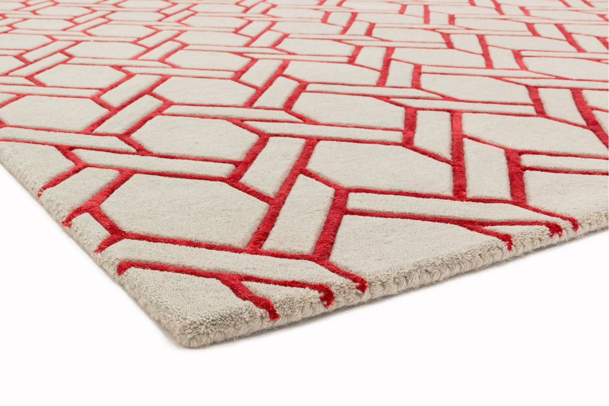Laagpolig vloerkleed Easy Living Nexus Rug Fine Lines Silver Red