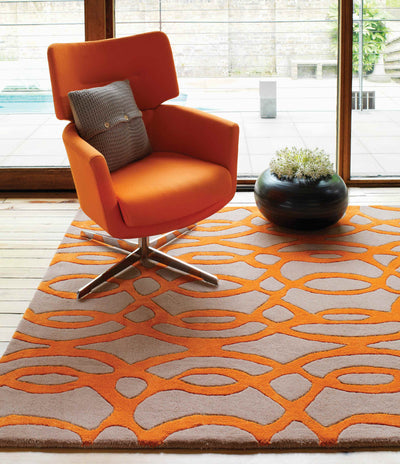 Laagpolig vloerkleed Easy Living Matrix Wire Orange