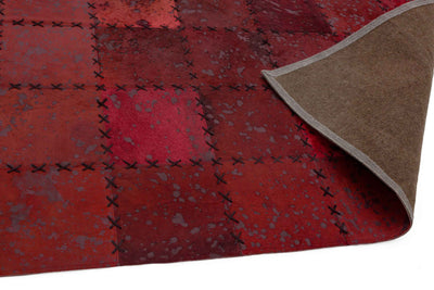 Laagpolig vloerkleed Easy Living Xylo Hand Sewn Cowhide Red Cross Stitch
