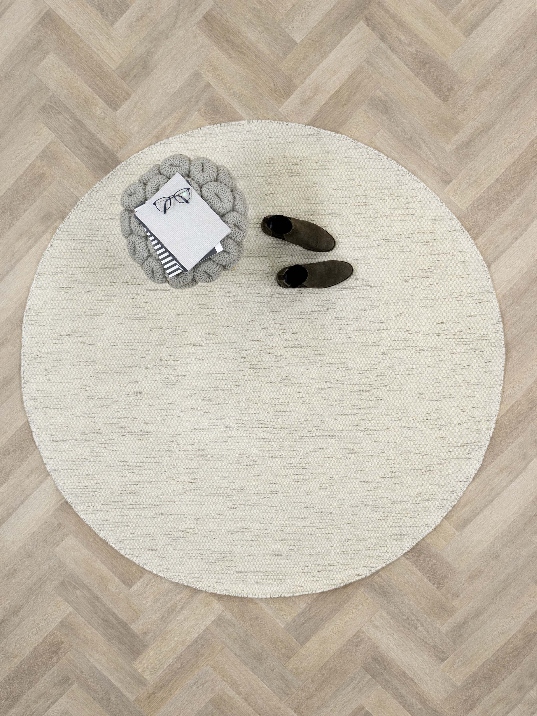Rond vloerkleed MOMO Rugs Teppe White Naturel