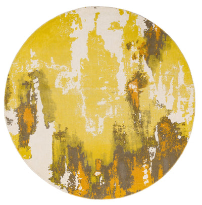 Laagpolig vloerkleed Easy Living Saturn Rug Yellow Circle
