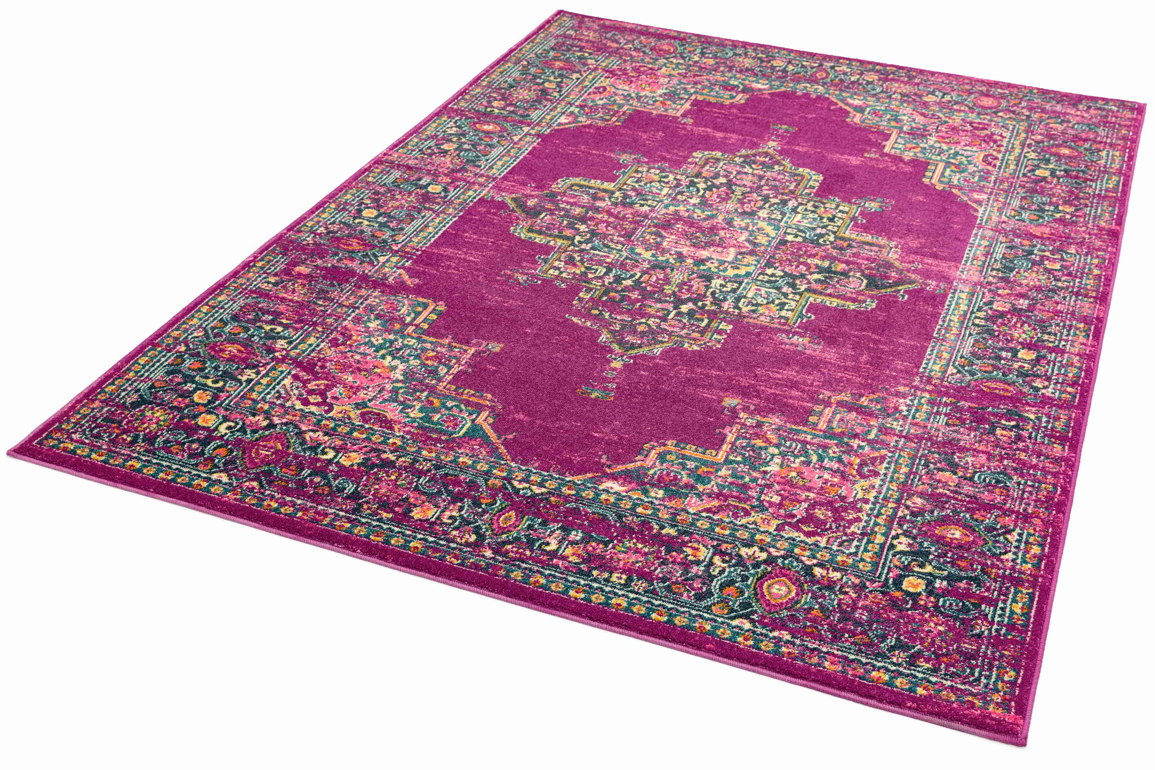 Vintage look vloerkleed Easy Living Colt Medallion Fuchsia
