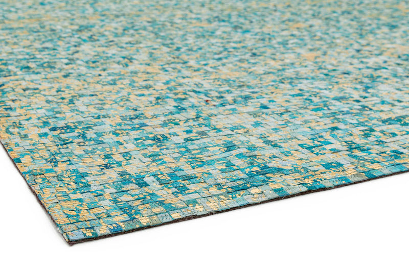 Laagpolig vloerkleed Easy Living Elona Mosaic Cowhide Aqua