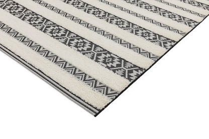 Vloerkleed Easy Living Monty Black Cream Stripe